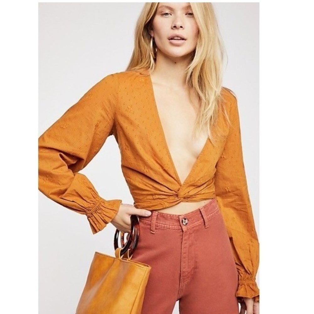Free People The One That I Love Top Blouse Mustard Large